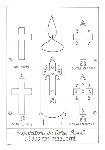 Le cierge pascal représente Jésus mort et ressuscité